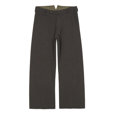 “镰刀”强捻羊毛巴黎扣廓形西裤