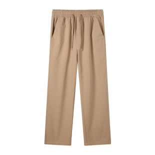 回力纯棉运动裤子男款春季2026新款垂感宽松直筒裤卡其色休闲长裤