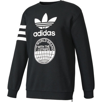 Adidas/阿迪达斯正品男士Logo印花圆领休闲长袖针织衫BP8912