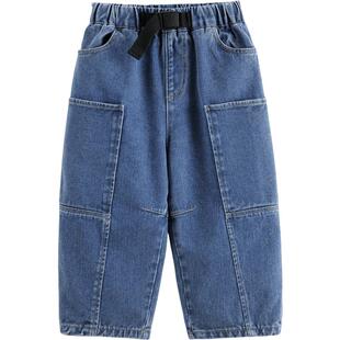 马克珍妮男童高街时尚牛仔萝卜裤 儿童裤子2025年春装新款250023