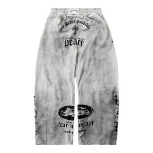 badblood美式复古做旧水洗卫裤裤辣妹跳舞阔腿裤休闲宽松运动裤子