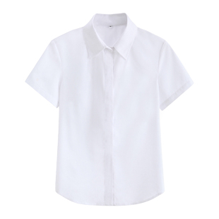 春夏季薄款正统JK短袖白衬衫女宽松纯色学院风免烫学生衬衣班服