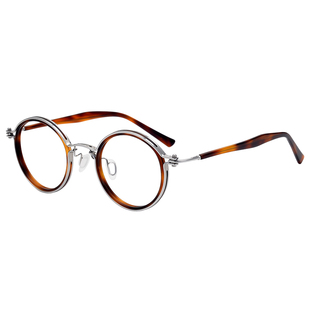 扫黑风暴！孙红雷同款日本超轻纯钛男潮近视女复古圆变色眼镜框架