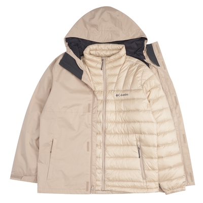 哥伦比亚冲锋衣男户外徒步登山防水保暖700蓬羽绒内胆三合一外套