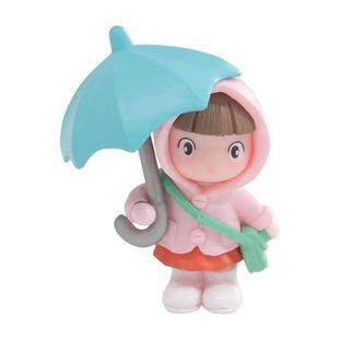 可爱卡通打伞女孩汽车中控台窗边摆件迷你创意治愈系车载内装饰品