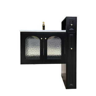 法式复古浴室柜组合中古风半墙带拉篮陶瓷一体洗脸盆卫生间洗漱台