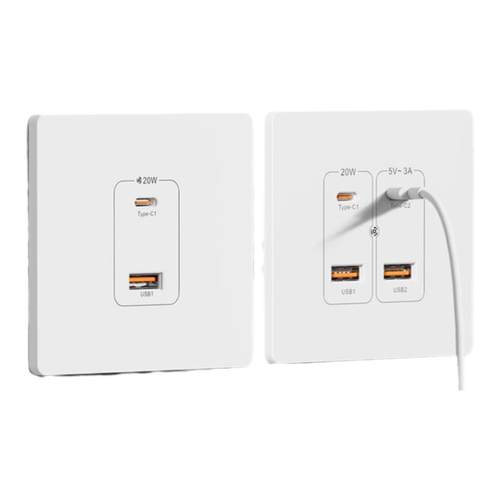 国际电工USB插座typec面板多位USB苹果手机PD充电快充插座86型20W