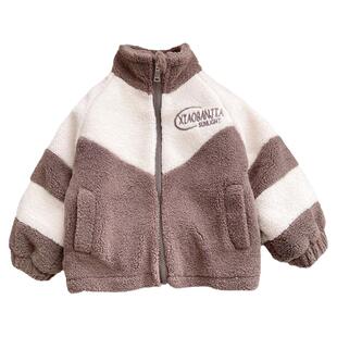 男童加绒外套冬装儿童加厚羊羔绒上衣洋气宝宝冬季棉服保暖毛毛衣