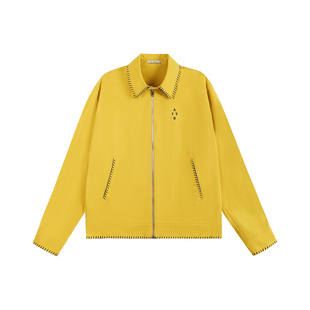 ATRY字母刺绣夹克男士春季新款撞色缝线设计感美式休闲翻领外套女