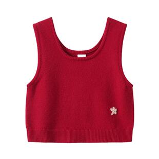 植木女童马甲2026春新款中大童叠穿无袖毛衣上衣儿童马甲童装