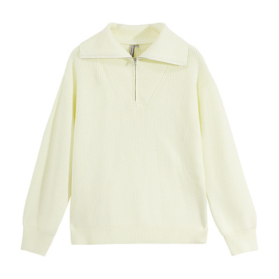 美特斯邦威毛衣女士秋冬季节百搭通勤纯色舒适半开翻领毛衫上衣