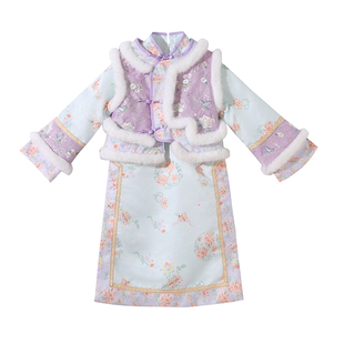 儿童格格服宫廷风2025女童汉服冬款加厚超仙小女孩旗袍过年拜年服