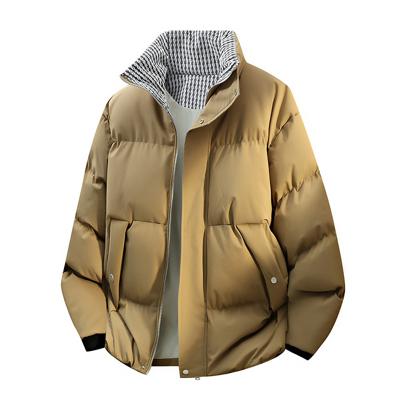 WASSUP拼色立领复古面包棉服外套