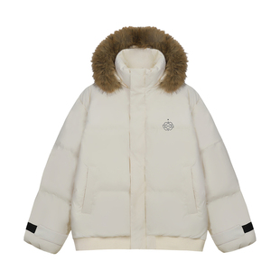 BIPOLAR可拆卸毛领开衫连帽棉服冬季宽松加厚保暖棉袄外套情侣款