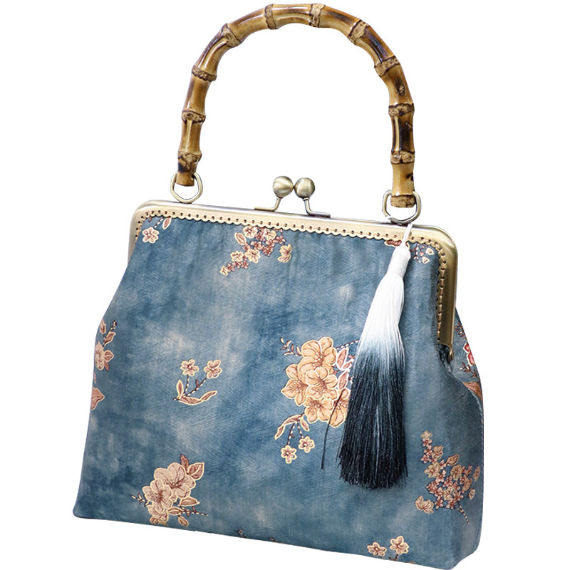 香云纱手提竹节口金成品汉服旗袍