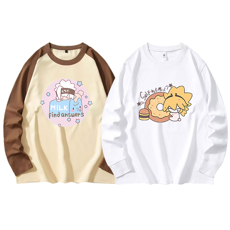 长袖宽松纯棉情侣衣服