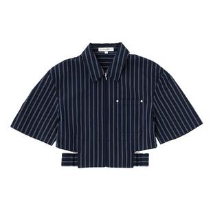 MOUSSY 夏季休闲通勤露脐镂空短袖拉链衬衫010ISL30-3191