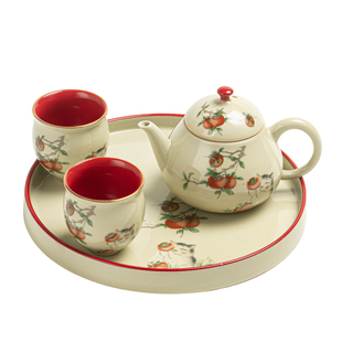 宫墙红陶瓷功夫茶具高颜值提梁壶盖碗伴手礼套组茶壶茶杯家用茶具