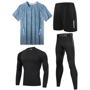 跑步套装男运动健身房篮球骑行训练紧身速干夜冬天秋冬季健身衣服