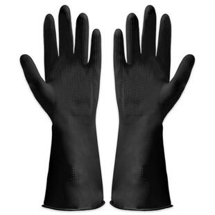 东方红加厚防护劳保胶皮黑色工业手套乳胶洗碗家务耐用防酸碱防滑