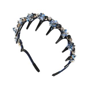 女士水晶发箍韩国精致串珠发卡带齿高颅顶发箍高级感洋气带钻头箍