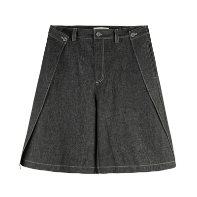 OE宽松A字翻折牛仔五分裤