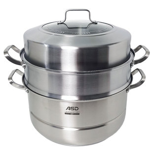 爱仕达蒸巧可收纳三层蒸锅304不锈钢材质大容量燃磁通用ZS32G7Q