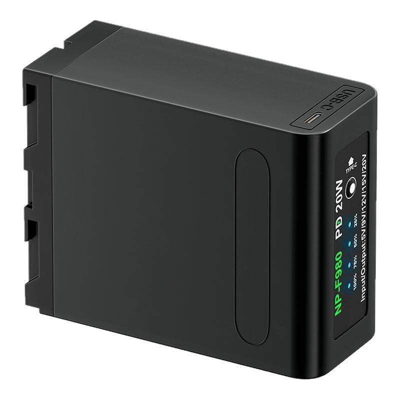 【国家3C认证】索尼NP-F980/970电池type-c快充适用LED补光灯图传监视器摄影机NX5C NX3大容量外接相机锂电池