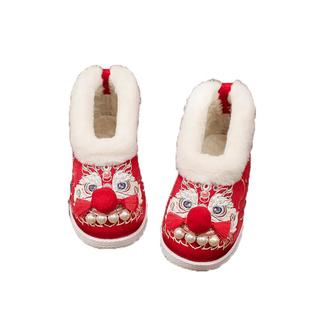 汉服鞋子女童冬季虎头鞋加绒宝宝鞋古风老北京绣花棉鞋儿童拜年鞋