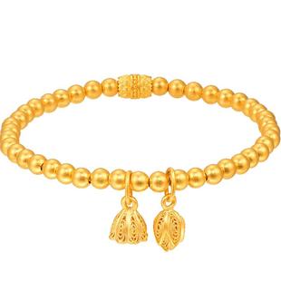 明牌珠宝古法黄金手串 嘉荷莲蓬荷苞转运珠手链串珠AFK0191