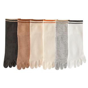 袜子女士秋季纯棉五指袜分趾趾袜薄款脚头袜指头女式中筒袜秋冬TC