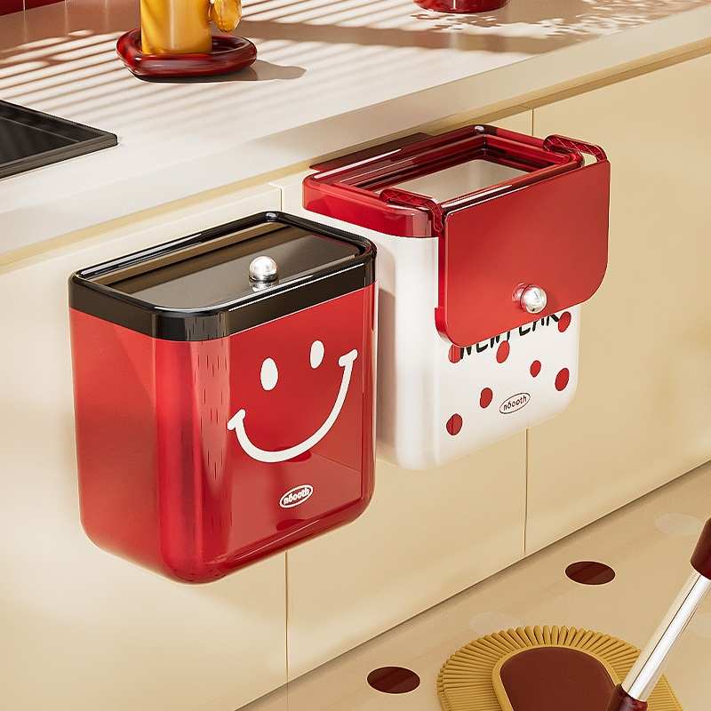 厨房垃圾桶挂式家用2024新款粉蓝大号大容量厨余垃圾专用免弯腰筒