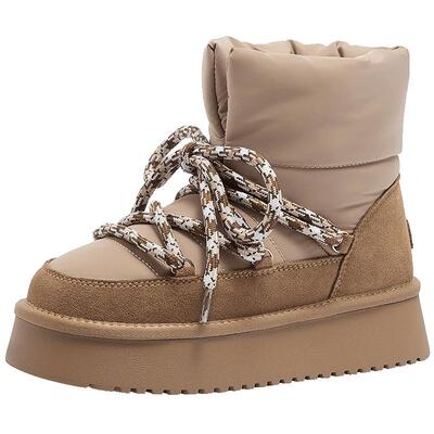 骆驼雪地靴厚底保暖东北棉鞋女