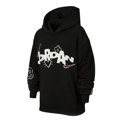 JORDAN耐克大童休闲印花卫衣春新款女童法式毛圈连帽衫IW2074-045