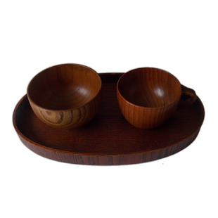 兔七月|日式椭圆形木托盘茶盘咖啡厅茶水盘点心盘家用收纳盘餐盘