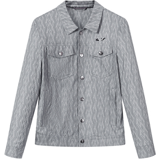 BM美式复古男装2023新款字母印花教练夹克外套男潮牌百搭春季上衣