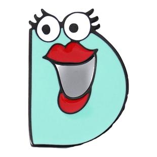 海洛迪 A-M英文字母钛钢徽章 睫毛精大红唇原创字母表情胸针礼物