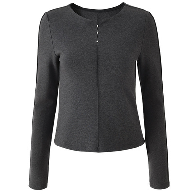 娅丽达设计感绵羊毛长袖针织衫女