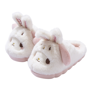 美乐蒂棉拖鞋女士冬季2024新款可爱三丽鸥保暖加绒毛毛拖鞋女冬款