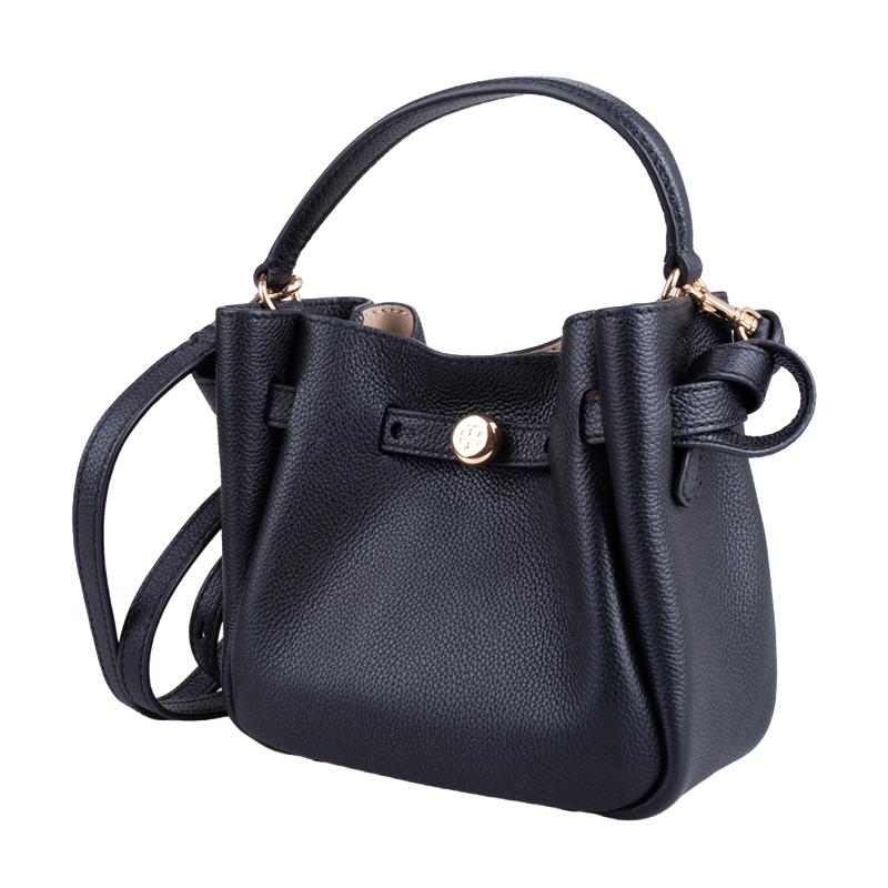 ToryBurch牛皮荔枝纹迷你水桶包