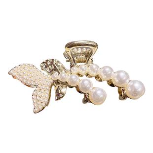 珍珠鱼尾小巧精致小号抓夹女后脑勺半扎发夹2025新款刘海夹子头饰