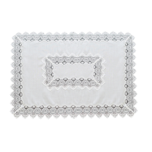 唯米9918简约百搭白色麻棉蕾丝长方形餐桌布茶几电视柜小圆桌台布