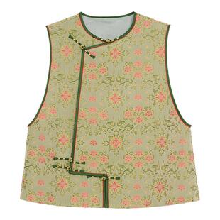 曼加塔【钱小萍·织金蔓草】早春桑蚕丝叠穿外穿坎肩马甲