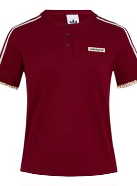 adidas阿迪达斯三叶草女子PLAID TEE SS W运动休闲短袖T恤KU9393