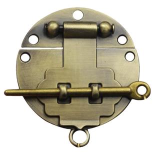 老式搭扣复古箱子锁扣 箱包锁片 5cm合金带插销圆形箱扣 素面扣子