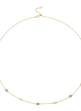 TWINSLULU浅蓝色方形几何项链