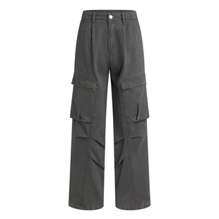 CHAN MONTH美式复古休闲工装裤男秋季潮牌工装裤宽松直筒阔腿裤子