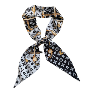 新款秋冬丝巾小长条发带女字母宽边装饰绑发春季飘带绑包腰带领巾