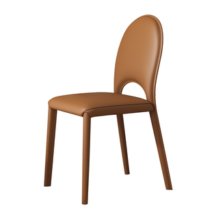 奶油风餐椅家用意式极简酒店餐厅靠背凳子设计师样板间马鞍皮椅子