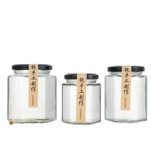 六棱玻璃瓶带盖六角蜂蜜瓶食品级辣椒酱罐头果酱密封罐子一斤空瓶